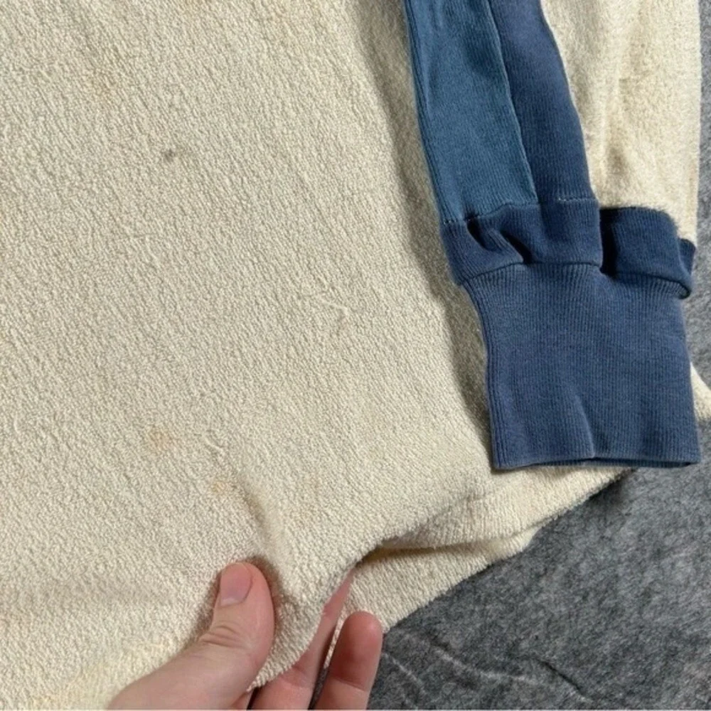 Vintage 60s Hoodie XS Cream French Terry cloth Chinstrap 1960s Lightweight True